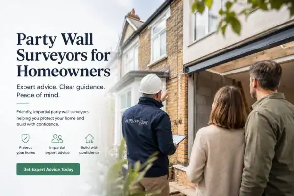Image of couple with Party wall survey from Survey One Reading
